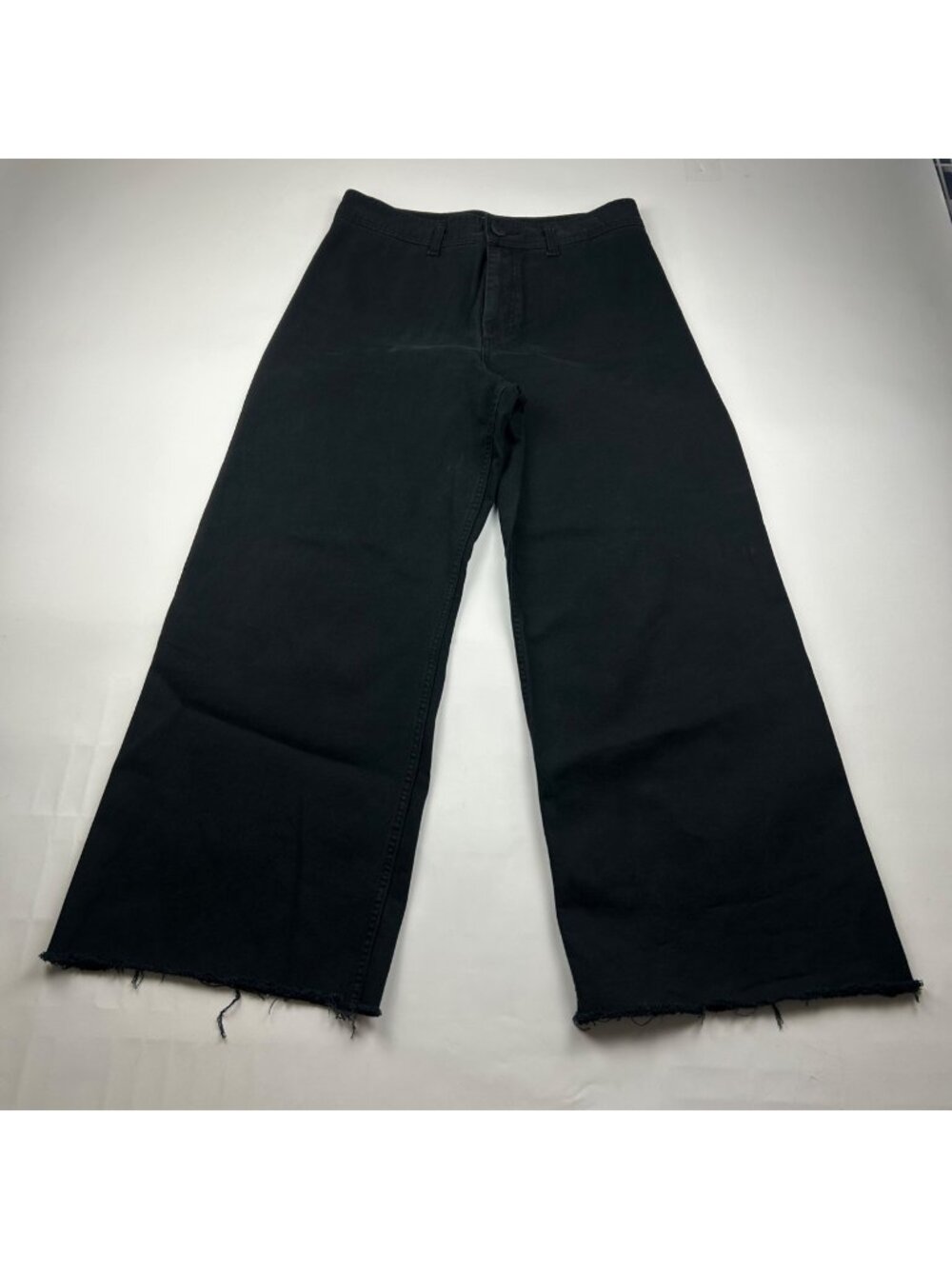 Zara Black Denim High Rise Wide Leg Jeans 12